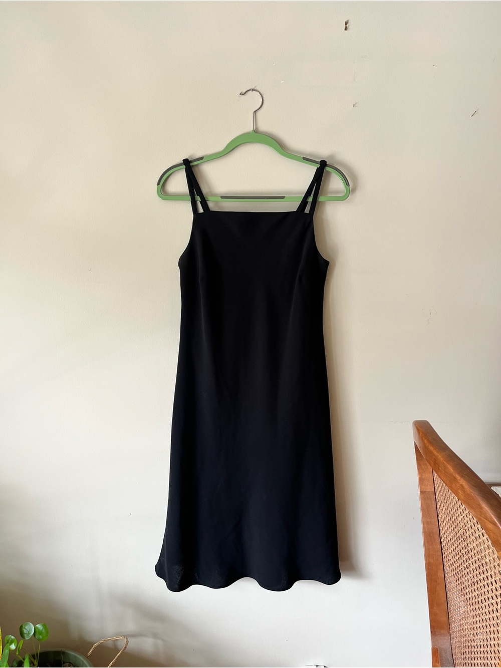 Vintage Classic Black Slip Dress with Double Straps
